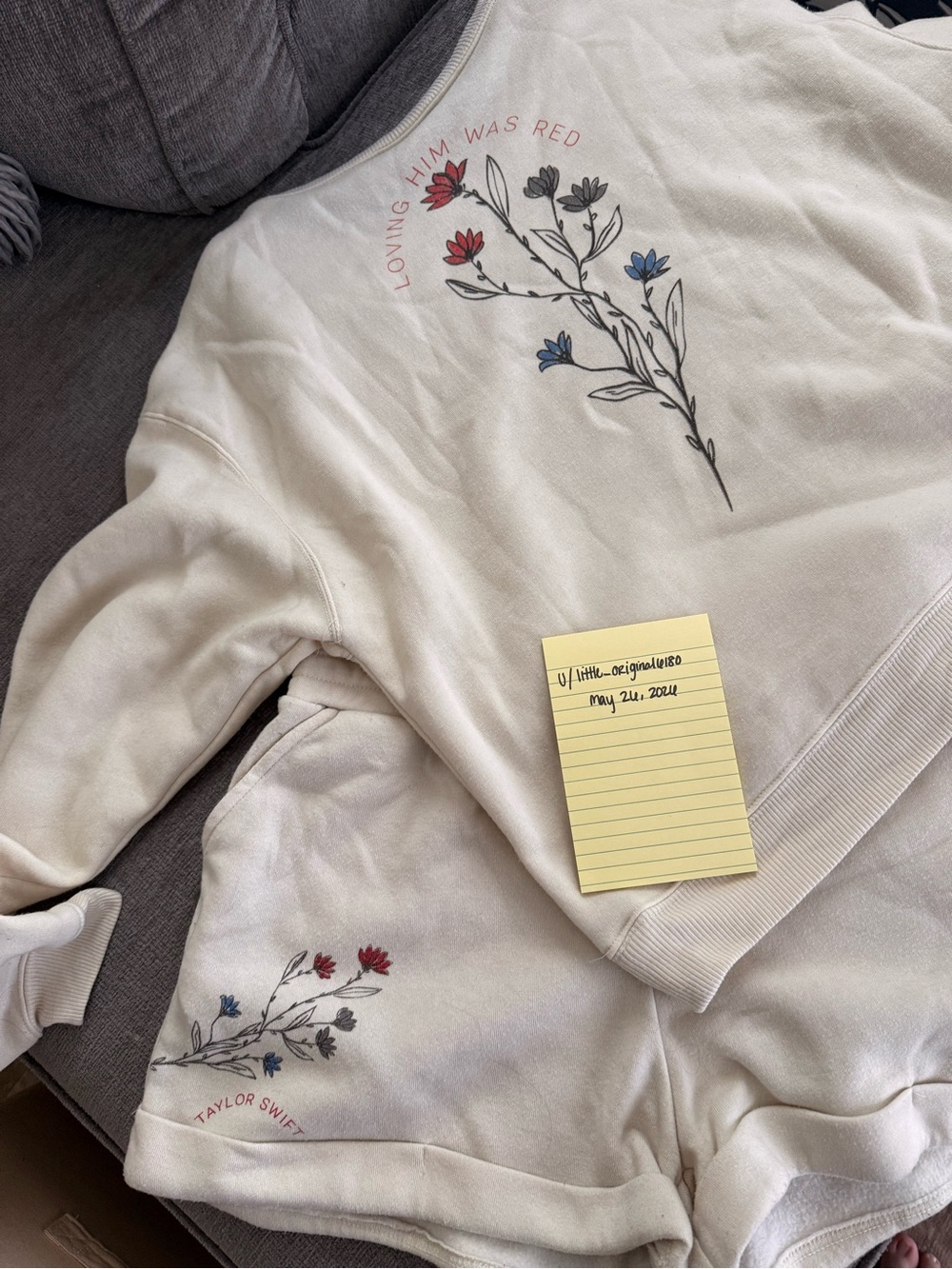 Taylor “Loving Him Was Red” Sweat Set - Cream